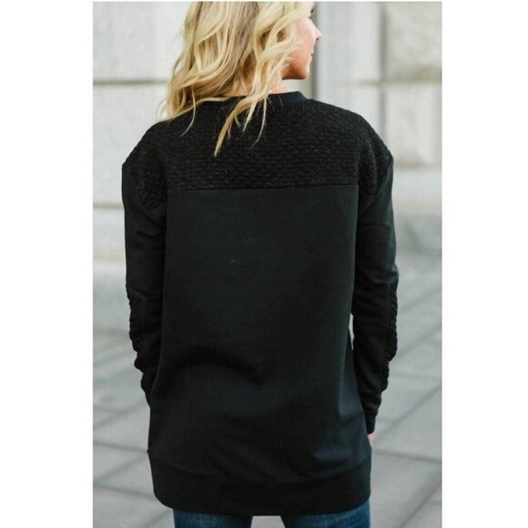 Lysse Devoe Sweatshirt Women’s Size 3X Black Cozy Oversized Quilted Jersey New - Picture 5 of 11